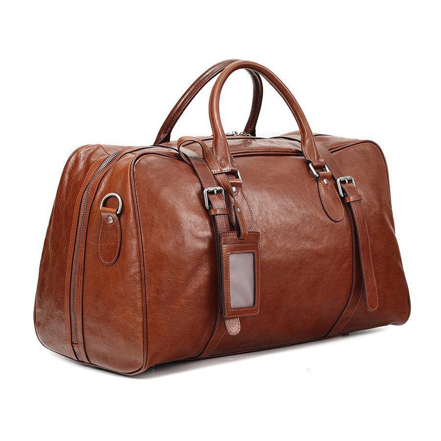 Large Capacity Retro Hand-held Business Leather Short Trip Travel Bag