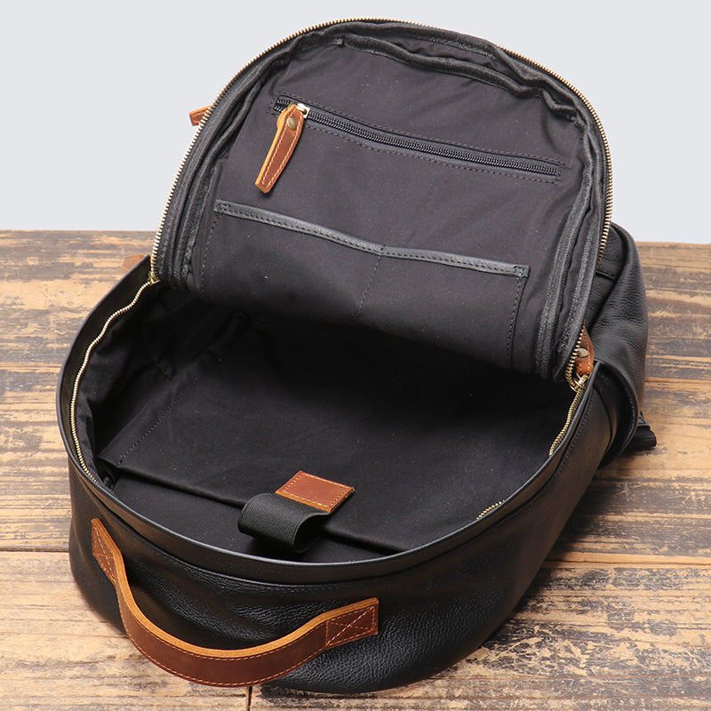 Hot Men's Genuine Leather Top Grain Cowhide Travel Leisure Backpack