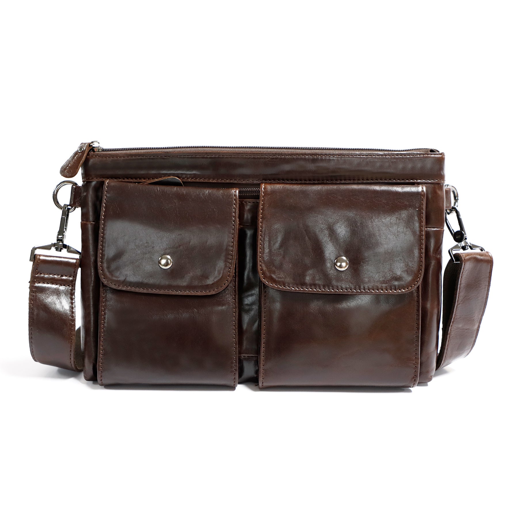 Genuine Leather Crossbody Bag For Men, Casual Shoulder Bag