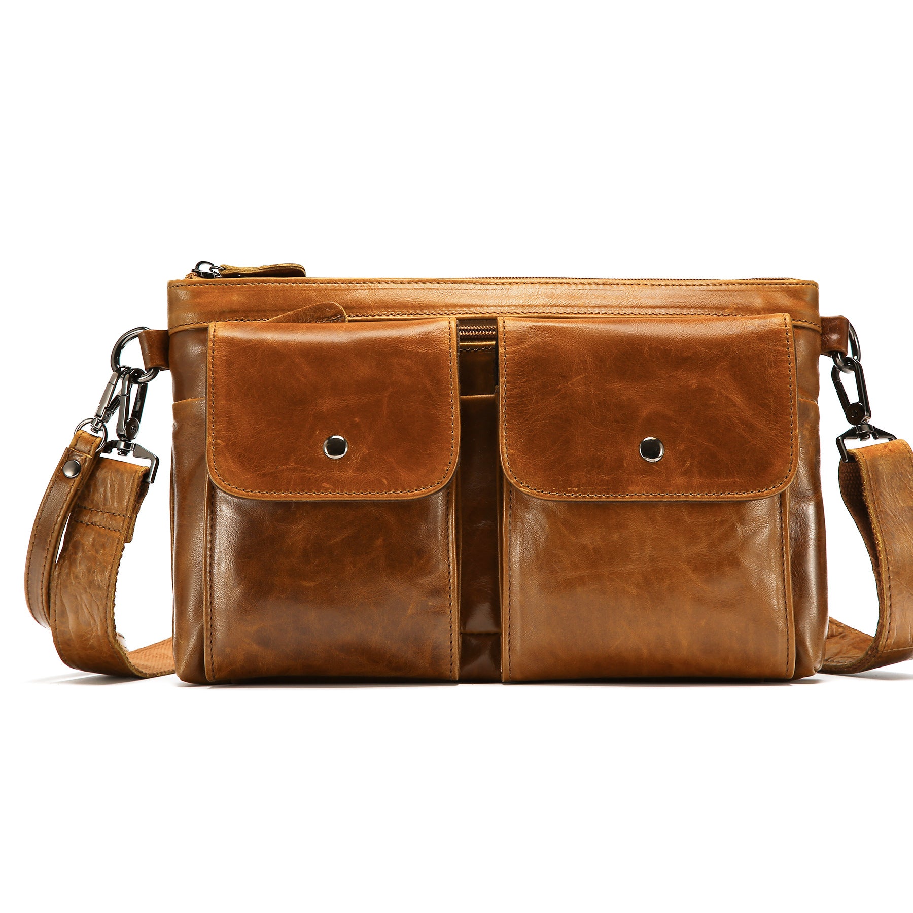 Genuine Leather Crossbody Bag For Men, Casual Shoulder Bag