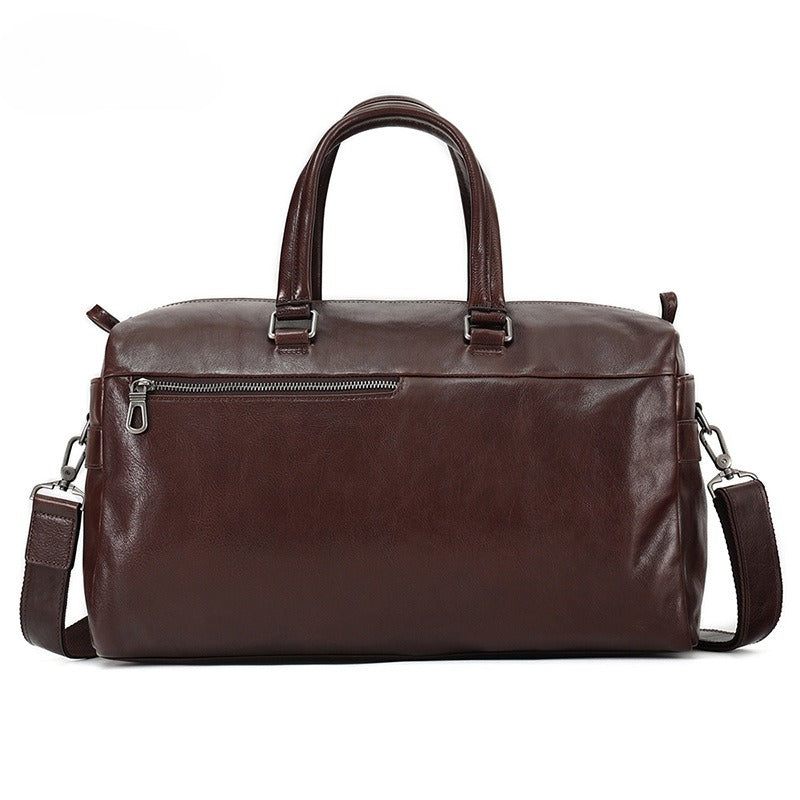 Large Capacity Retro Hand-held Business Leather Short Trip Travel Bag